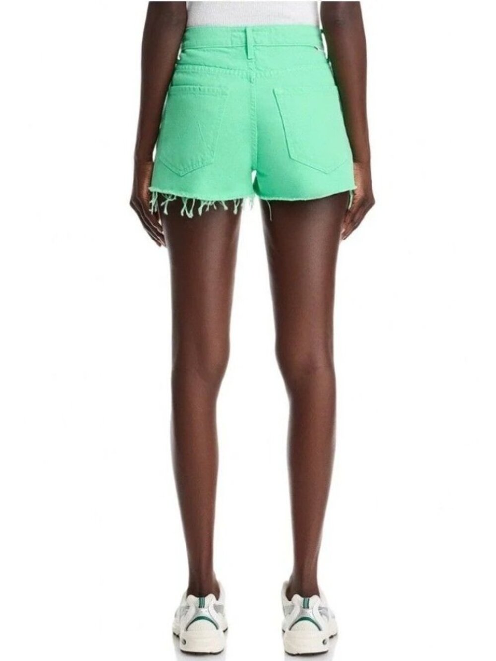 Mother Snacks Green Denim Shorts The Fun Dip Micro Cut High Rise Size 25 NEW - Picture 2 of 7